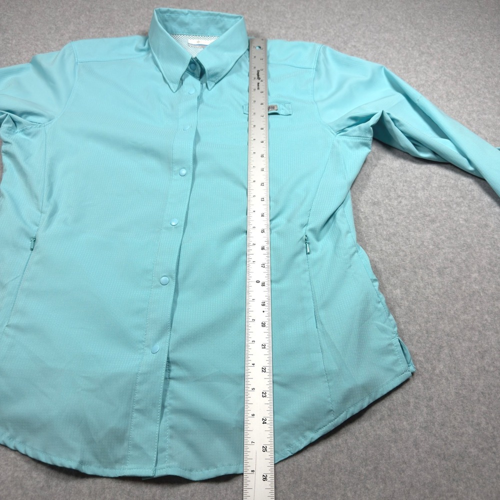 Columbia PFG Womens Medium Blue Long Sleeve Snap Front Fishing Shirt Ventilated - Picture 5 of 12
